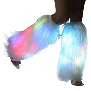 Colorful LED Light-Up Furry Leg Warmers.